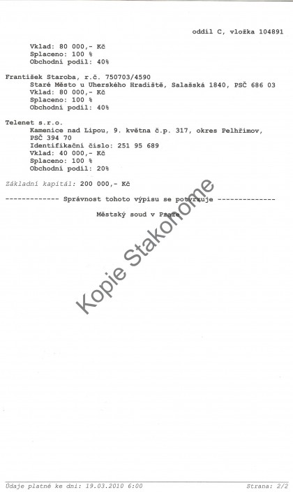 Výpis z OR 2 Výpis z OR 2